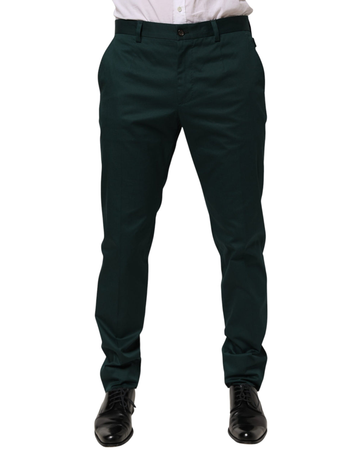 Dolce & Gabbana Crisp Men's Regular Fit Stretch Cotton Trousers - Green Signature
