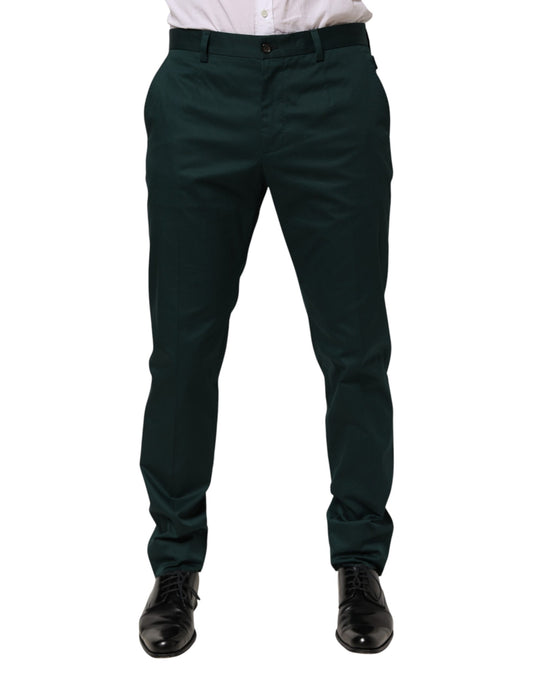 Dolce & Gabbana Crisp Men's Regular Fit Stretch Cotton Trousers - Green Signature