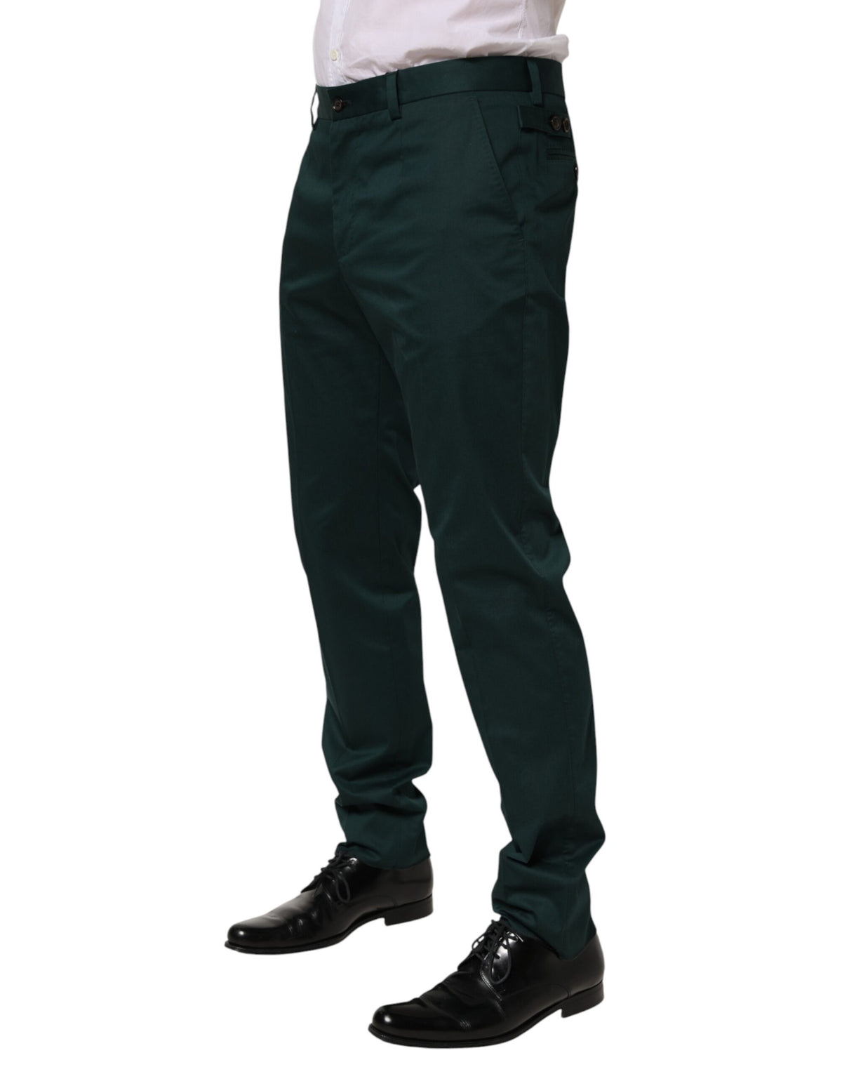 Dolce & Gabbana Crisp Men's Regular Fit Stretch Cotton Trousers - Green Signature