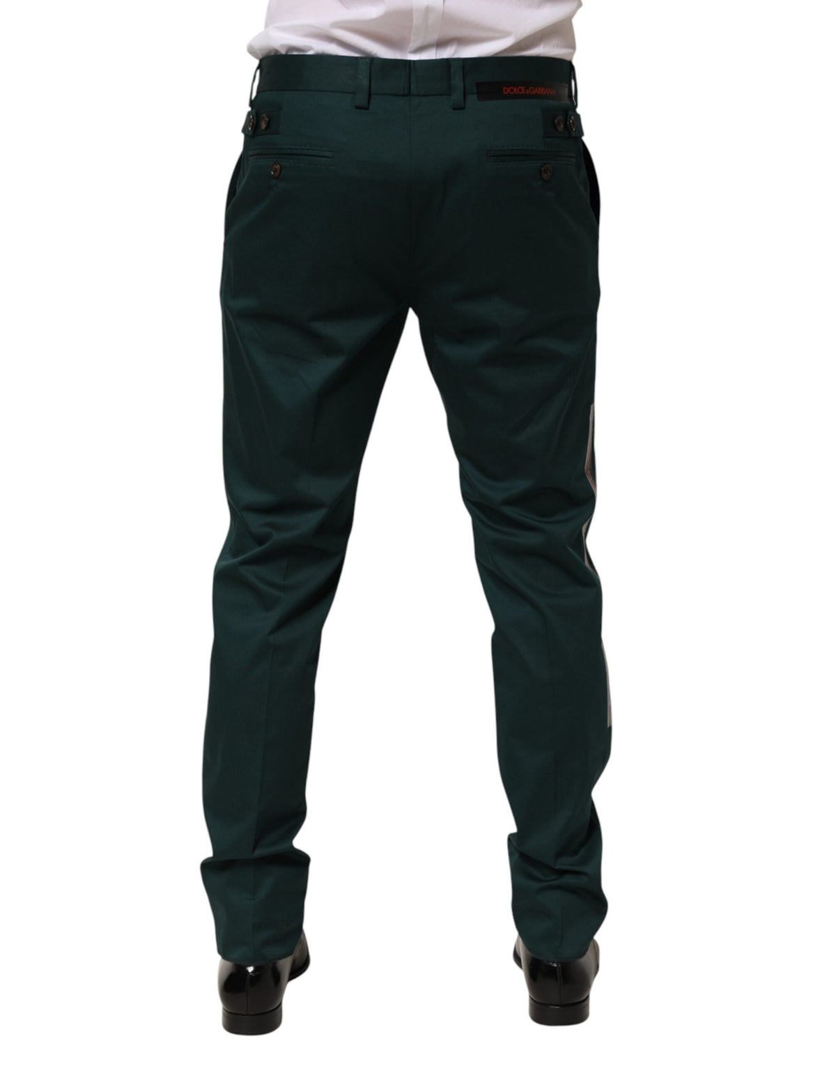 Dolce & Gabbana Crisp Men's Regular Fit Stretch Cotton Trousers - Green Signature