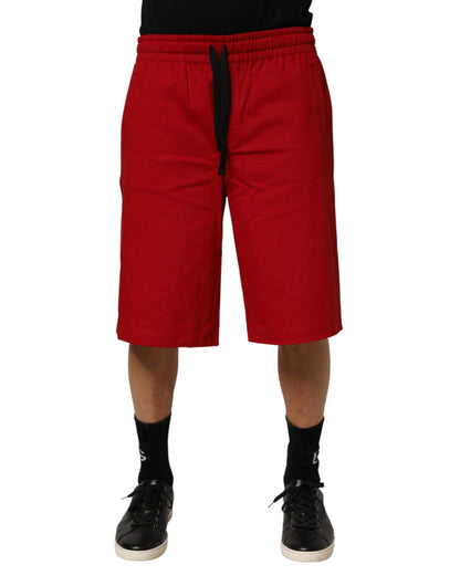 Dolce & Gabbana Men's Relaxed Fit Regular Mid Rise Cotton Bermuda Shorts - Red