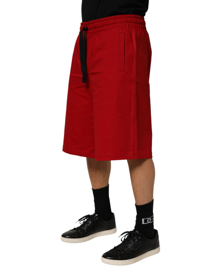 Dolce & Gabbana Men's Relaxed Fit Regular Mid Rise Cotton Bermuda Shorts - Red