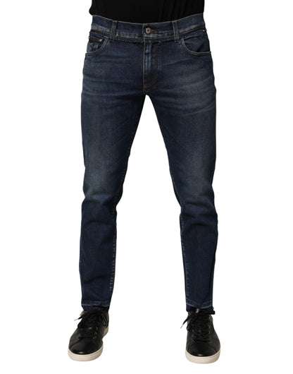 Dolce & Gabbana Men's Tapered Leg Skinny Regular Fit Denim Cotton & Polyurethane Jeans - Blue