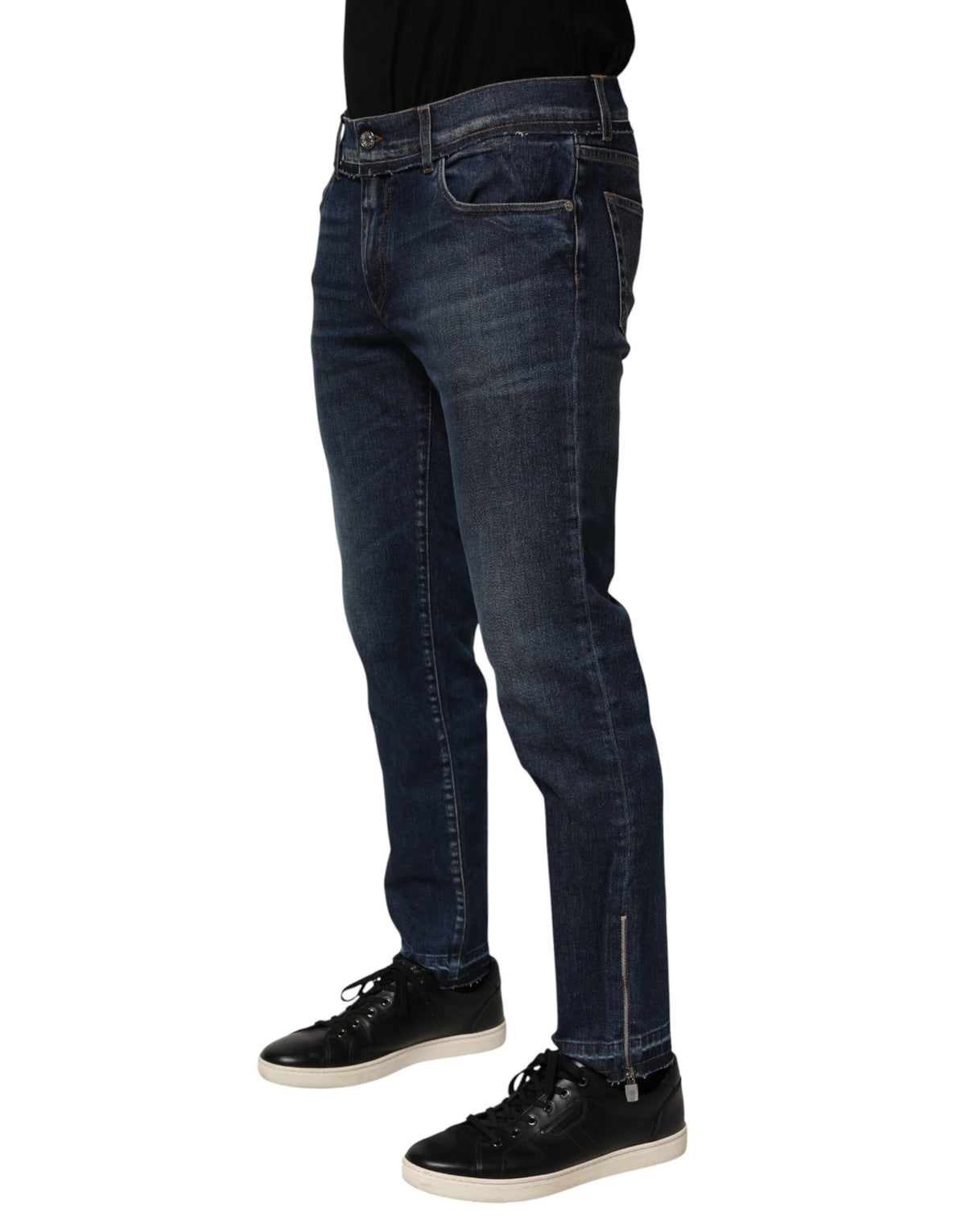 Dolce & Gabbana Men's Tapered Leg Skinny Regular Fit Denim Cotton & Polyurethane Jeans - Blue