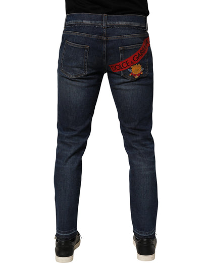 Dolce & Gabbana Men's Tapered Leg Skinny Regular Fit Denim Cotton & Polyurethane Jeans - Blue