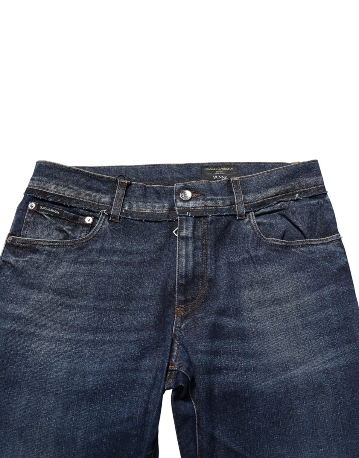 Dolce & Gabbana Men's Tapered Leg Skinny Regular Fit Denim Cotton & Polyurethane Jeans - Blue