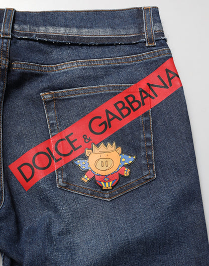 Dolce & Gabbana Men's Tapered Leg Skinny Regular Fit Denim Cotton & Polyurethane Jeans - Blue