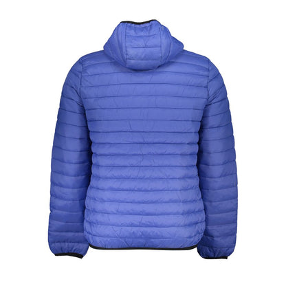 Hooded Windbreaker Jacket by Gianmarco Venturi for men in polyamide blue features an perennial silhouette with a refined and perennial pockets, hooded & windproof for a sophisticated weather-resistant look.