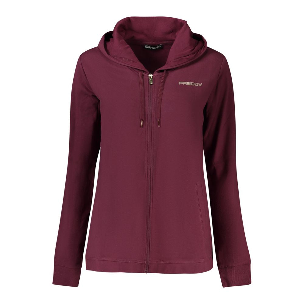 Sweatshirt by Freddy for women in cotton & rhinestone purple features an enviable silhouette, showcasing a premium and refined wide-neck neckline for a truly enviable finish.