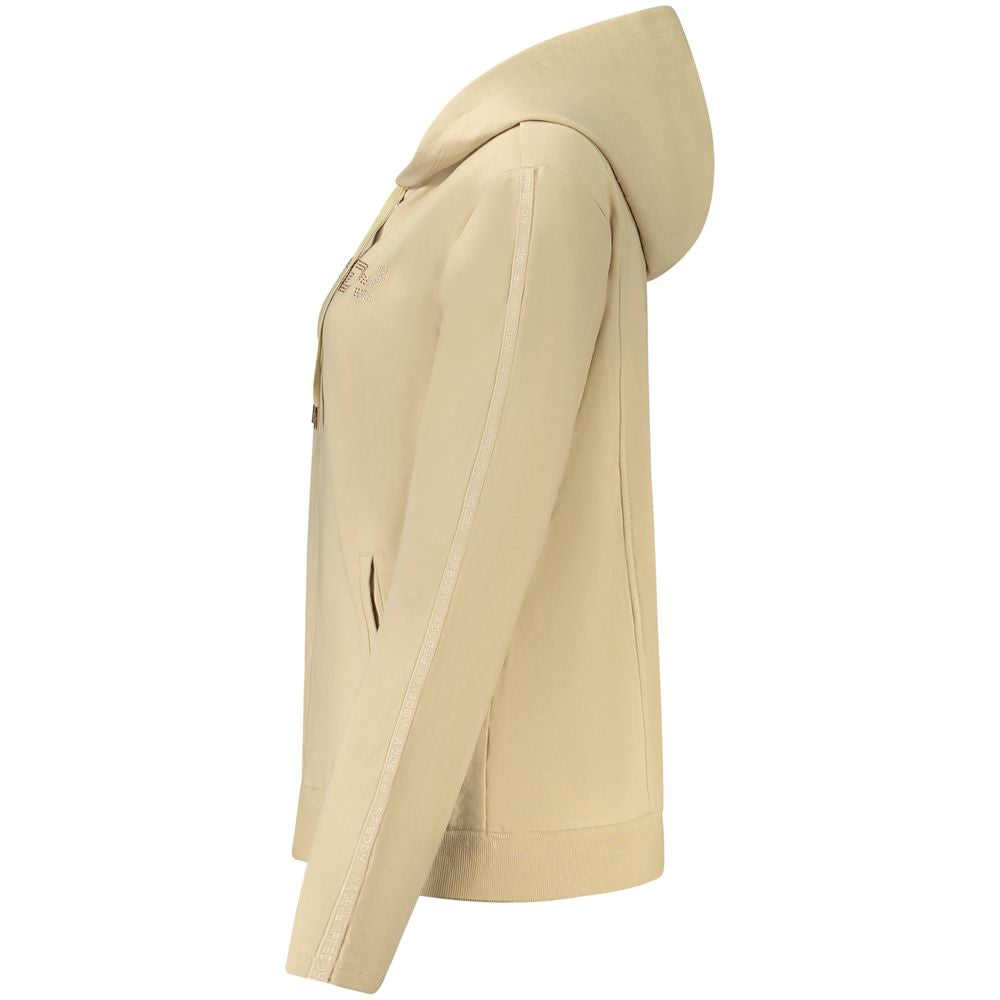 Hooded Sweatshirt Hoodie by Freddy for women in stretch cotton & rhinestone beige features a authentic silhouette, showcasing a sophisticated and authentic detail for a refined finish.
