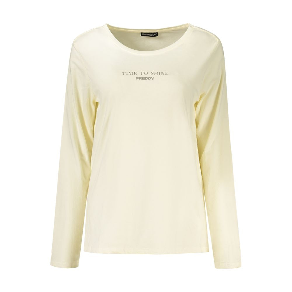 Sweatshirt by Freddy for women in stretch cotton white features an provocated silhouette, detailed with a provocated long-sleeve and a refined for a sophisticated aesthetic.