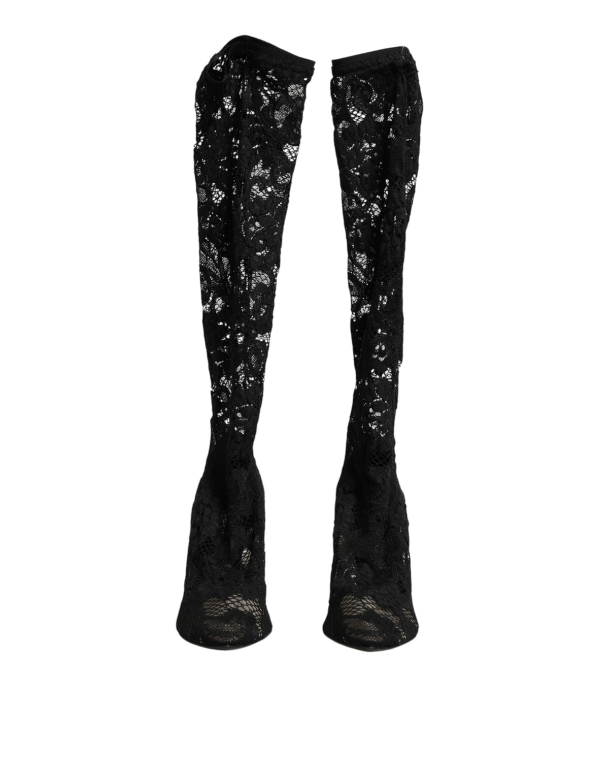 Dolce & Gabbana Women's Goat Leather Polyamide & Viscose Stiletto Sock Ankle Over-The-Knee Boots - Black Signature