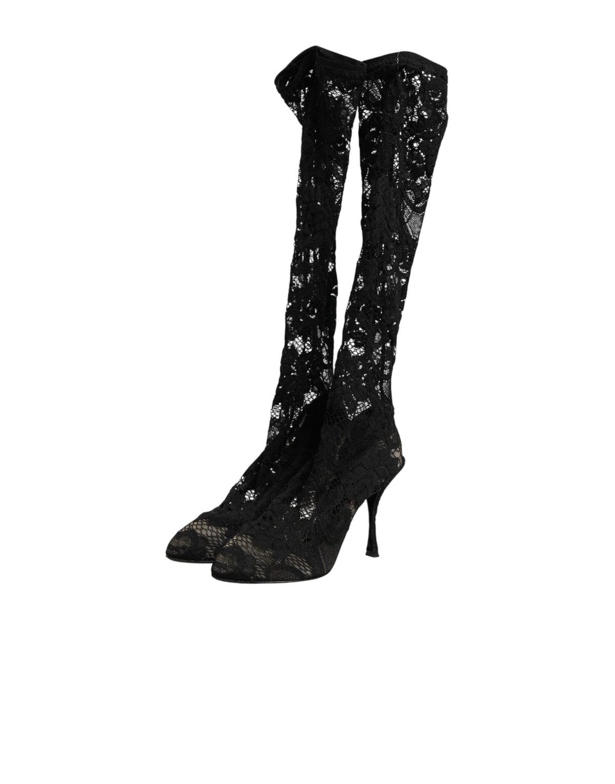 Dolce & Gabbana Women's Goat Leather Polyamide & Viscose Stiletto Sock Ankle Over-The-Knee Boots - Black Signature