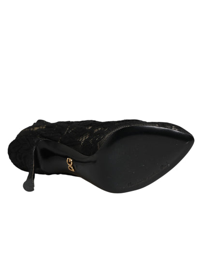 Dolce & Gabbana Women's Goat Leather Polyamide & Viscose Stiletto Sock Ankle Over-The-Knee Boots - Black Signature