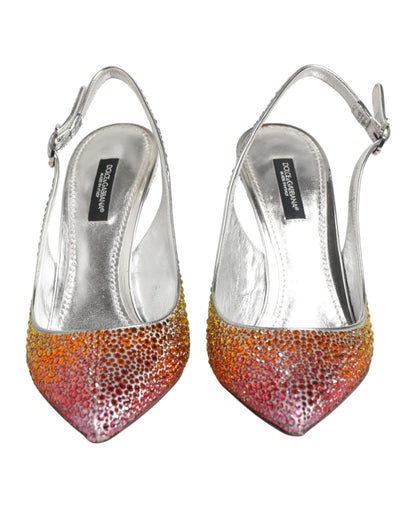 Dolce & Gabbana Women's Polyester Viscose Silk & Goat Leather Stiletto Slingback Sandals - Multicolor Signature