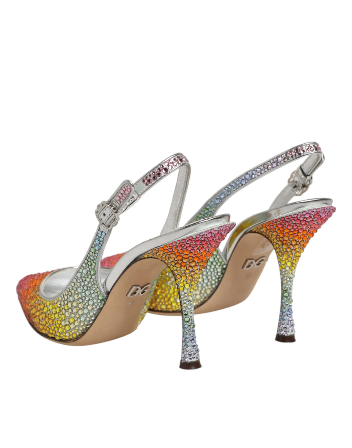 Dolce & Gabbana Women's Polyester Viscose Silk & Goat Leather Stiletto Slingback Sandals - Multicolor Signature