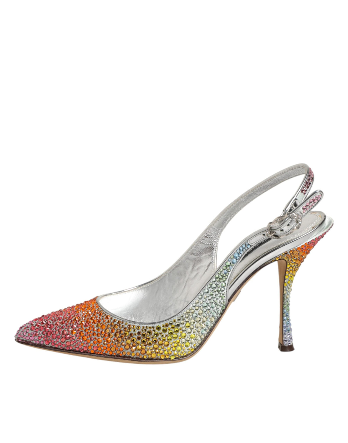 Dolce & Gabbana Women's Polyester Viscose Silk & Goat Leather Stiletto Slingback Sandals - Multicolor Signature