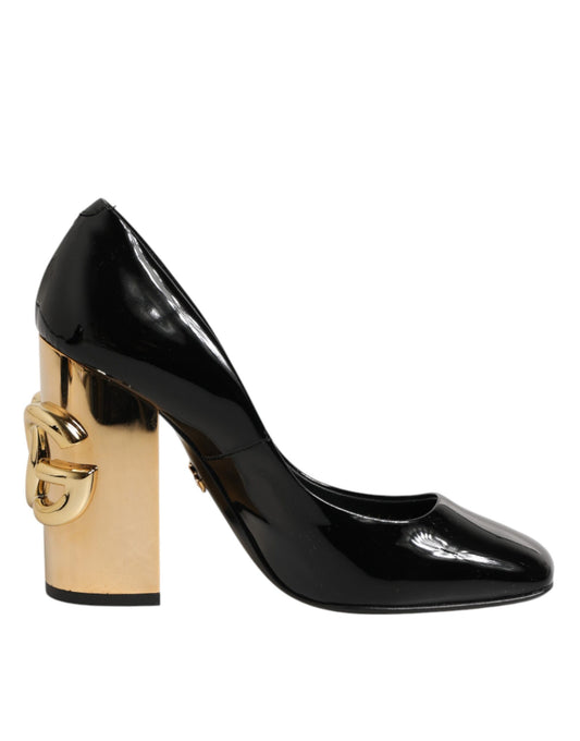 Dolce & Gabbana Women's Patent Calf & Goat Leather High-Heel Pumps Heels - Black Gold