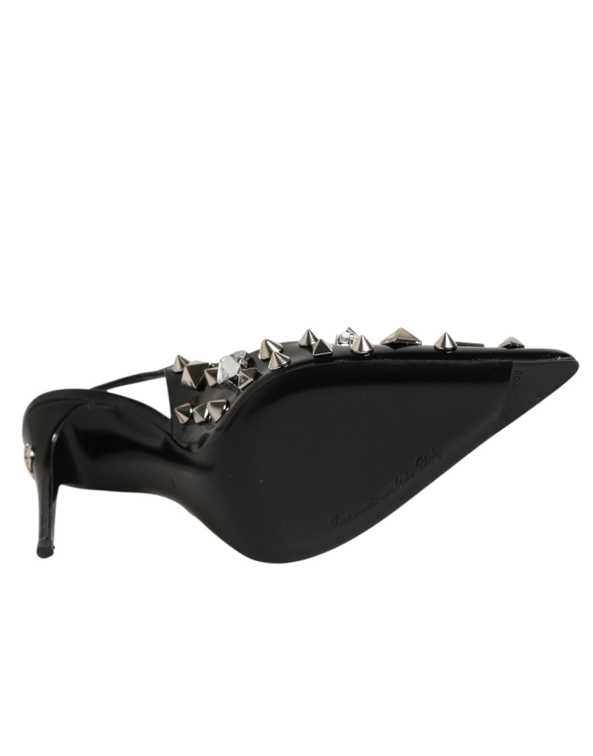 Dolce & Gabbana Women's Goat & Calf Leather Stiletto Slingback Sandals - Black Silver