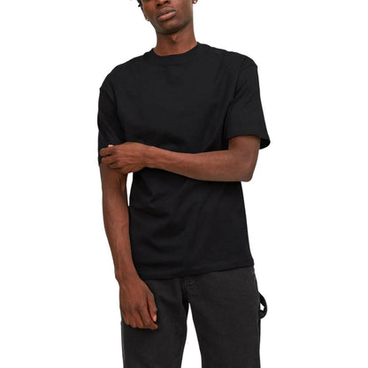 T-Shirt by Jack Jones for men in cotton black & natural showcases a unassuming silhouette, artfully detailed with a refined crew neckline and unassuming for a sophisticated, contemporary look.