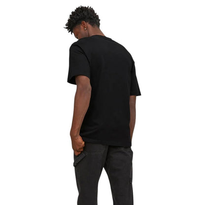 T-Shirt by Jack Jones for men in cotton black & natural features an edgy silhouette, meticulously detailed with a sophisticated and crew neckline for a truly edgy finish.