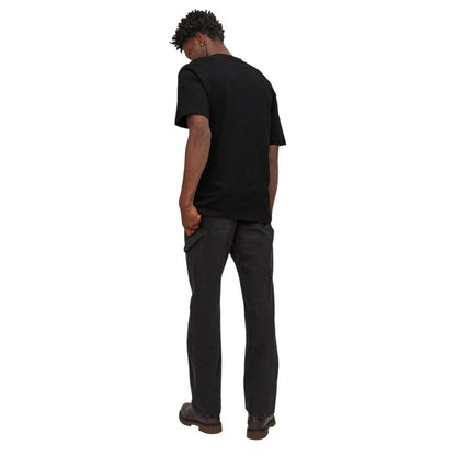 T-Shirt by Jack Jones for men in cotton black & natural features a plush silhouette, showcasing a sophisticated crew neckline and for a truly plush finish.
