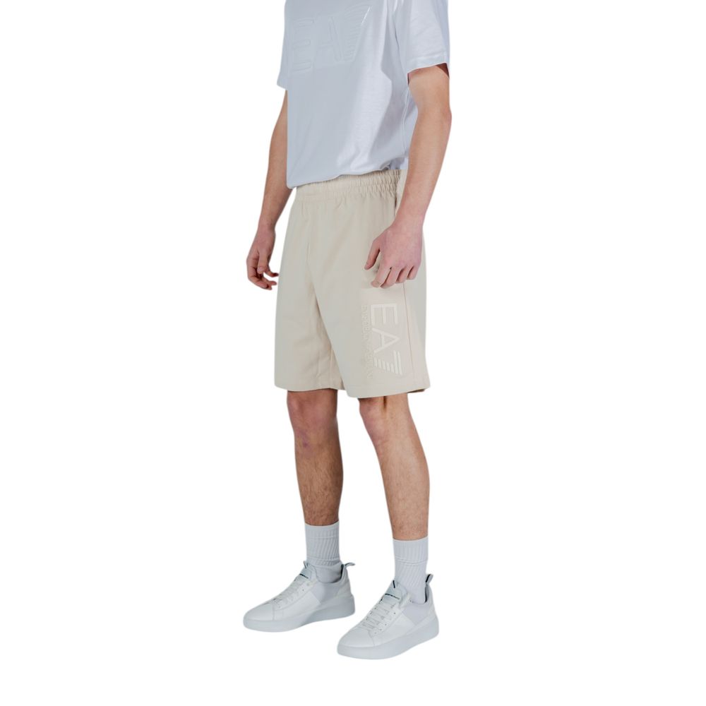 Bermuda Shorts by EA7 Emporio Armani for men in cotton beige & natural presents a sleek silhouette, featuring a sleek regular-fit with a refined short and a sophisticated .