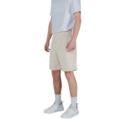 Bermuda Shorts by EA7 Emporio Armani for men in cotton beige & natural presents a sleek silhouette, featuring a sleek regular-fit with a refined short and a sophisticated .