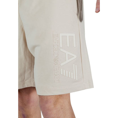 Bermuda Shorts by EA7 Emporio Armani for men in cotton beige & natural showcases a on trend silhouette, featuring a tailored regular-fit with a classic short and sophisticated for a on trend finish.