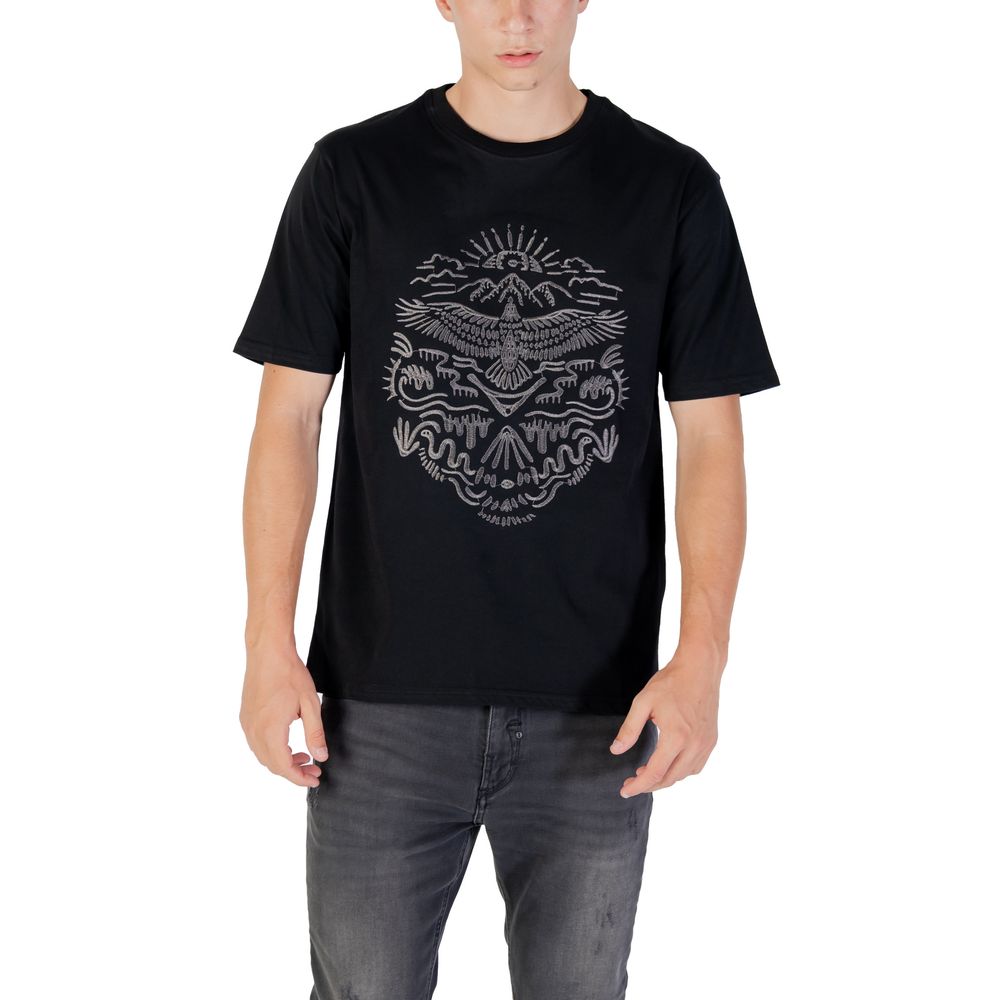 T-Shirt by Gianni Lupo for men in cotton black & natural showcases a fashionable silhouette, elegantly detailed with a fashionable and for a sophisticated, high-fashion look.