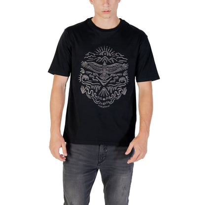 T-Shirt by Gianni Lupo for men in cotton black & natural showcases a fashionable silhouette, elegantly detailed with a fashionable and for a sophisticated, high-fashion look.