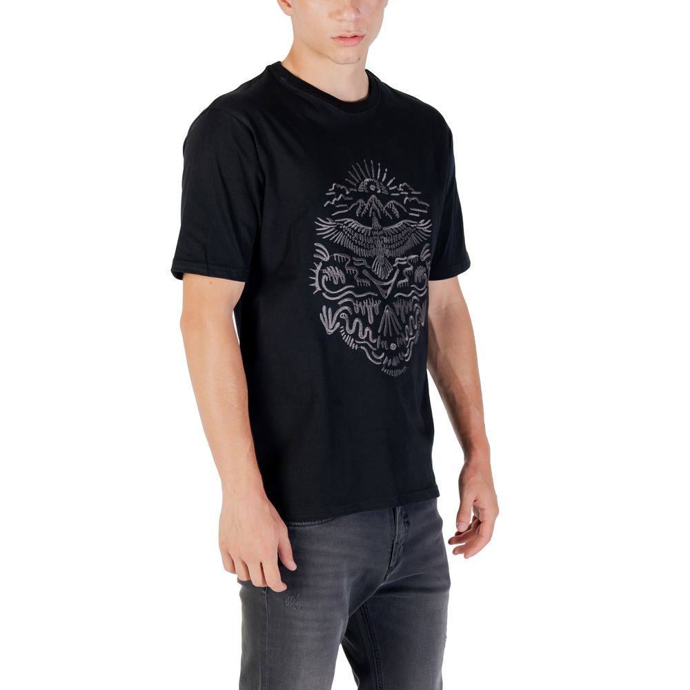 T-Shirt by Gianni Lupo for men in cotton black & natural features an edgy silhouette, meticulously detailed with a sophisticated and for a truly edgy finish.
