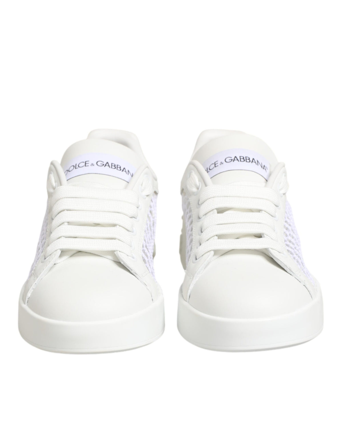 Dolce & Gabbana Women's Low Top Polyester Calf & Goat Leather Sneakers - Natural White