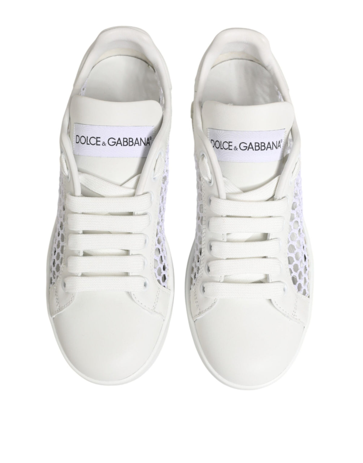 Dolce & Gabbana Women's Low Top Polyester Calf & Goat Leather Sneakers - Natural White