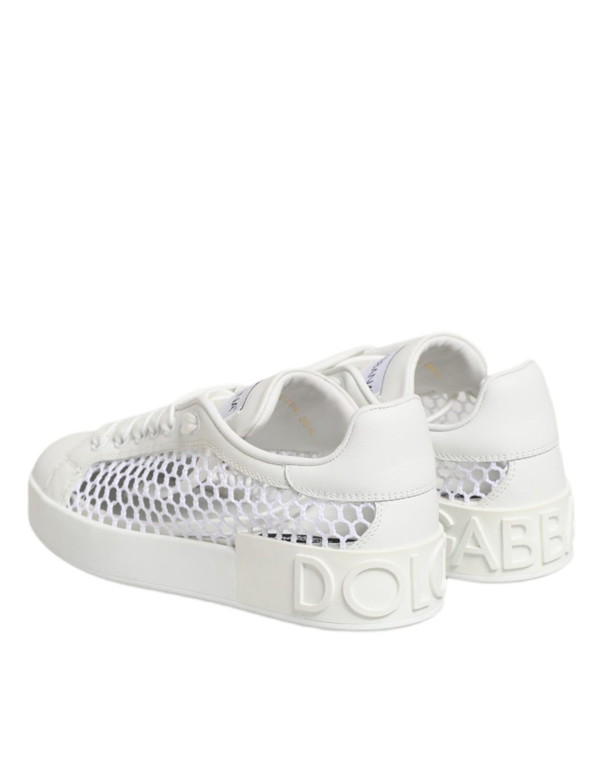 Dolce & Gabbana Women's Low Top Polyester Calf & Goat Leather Sneakers - Natural White