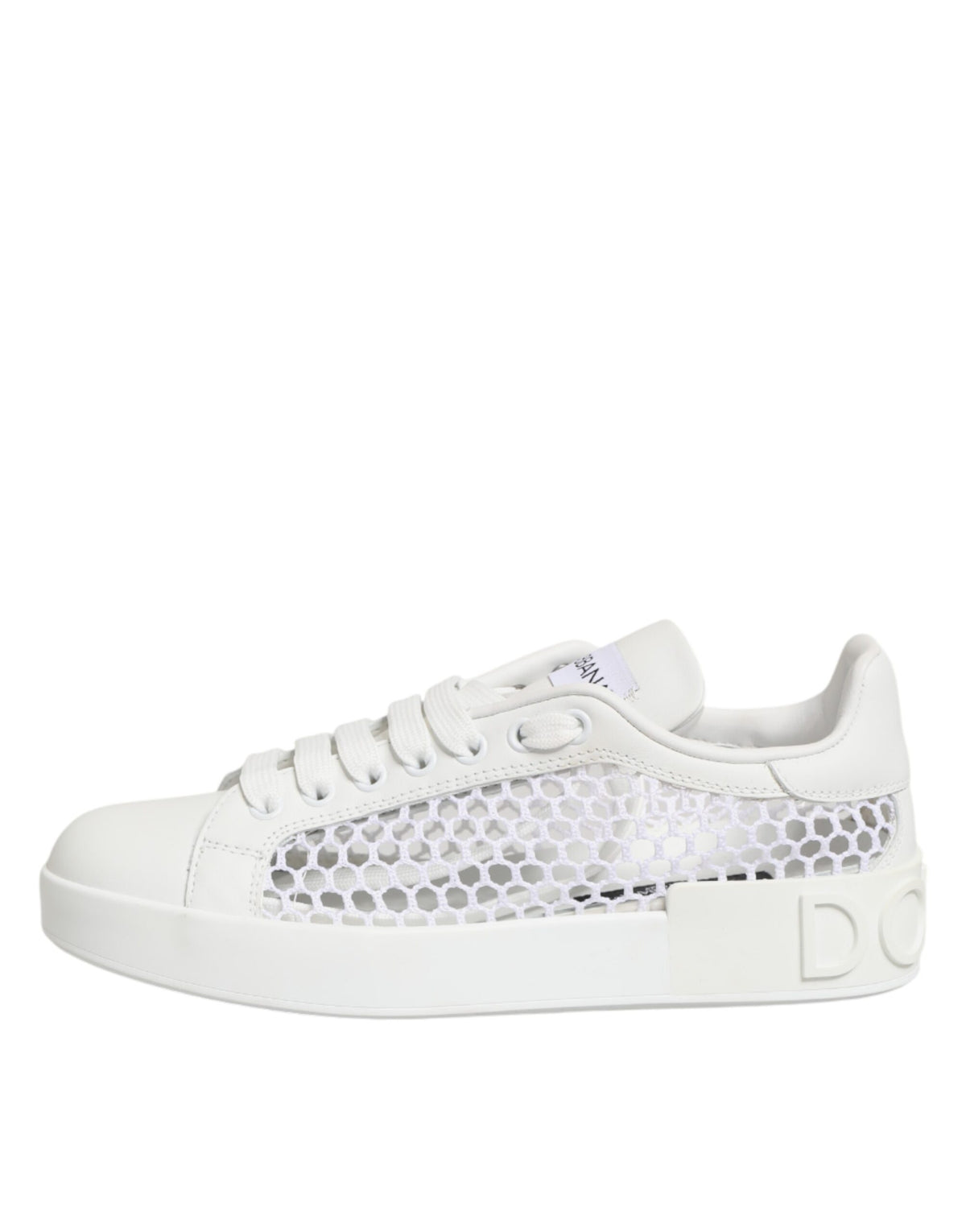 Dolce & Gabbana Women's Low Top Polyester Calf & Goat Leather Sneakers - Natural White