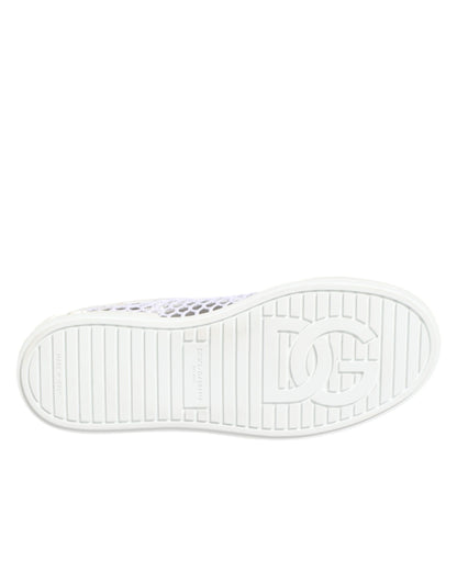 Dolce & Gabbana Women's Low Top Polyester Calf & Goat Leather Sneakers - Natural White