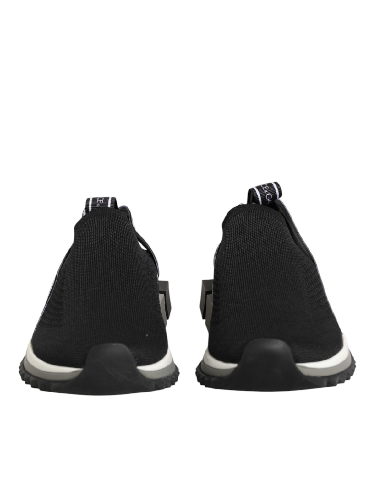Dolce & Gabbana Women's Low Top Slip On Calf Leather Polyamide Polyester & Cotton Athletic Sneakers - Black Silver Signature