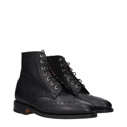 Thom Browne Black Leather Ankle Boots