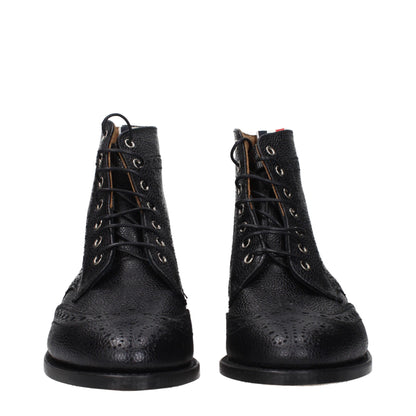 Thom Browne Black Leather Ankle Boots