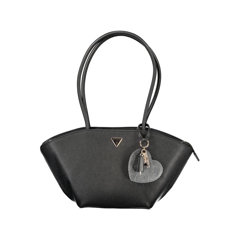 This Shoulder Handbag by Guess Jeans for women in polyethylene and black presents a sculptural silhouette featuring a secure zipper, ample built-in-compartments, document-holder, external-pockets & internal-pockets, and versatile shoulder-strap & handle for a sculptural finish.
