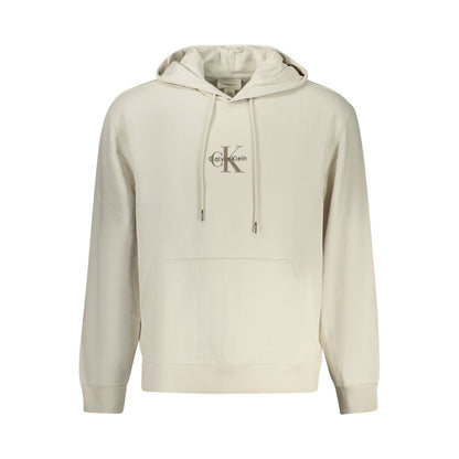 Hooded Sweatshirt Hoodie by Calvin Klein for men in stretch cotton beige features an luminous silhouette, showcasing a sophisticated hooded neckline and for a truly luminous look.