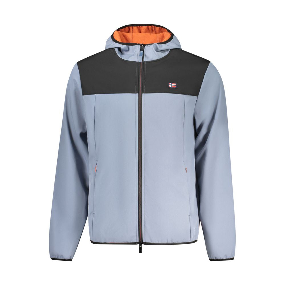 Hooded Windbreaker Jacket by Norway 1963 for men in stretch polyester blue & signature features an enduring silhouette, showcasing technical pockets, hooded & windproof and a sophisticated hooded neckline for a truly enduring aesthetic.