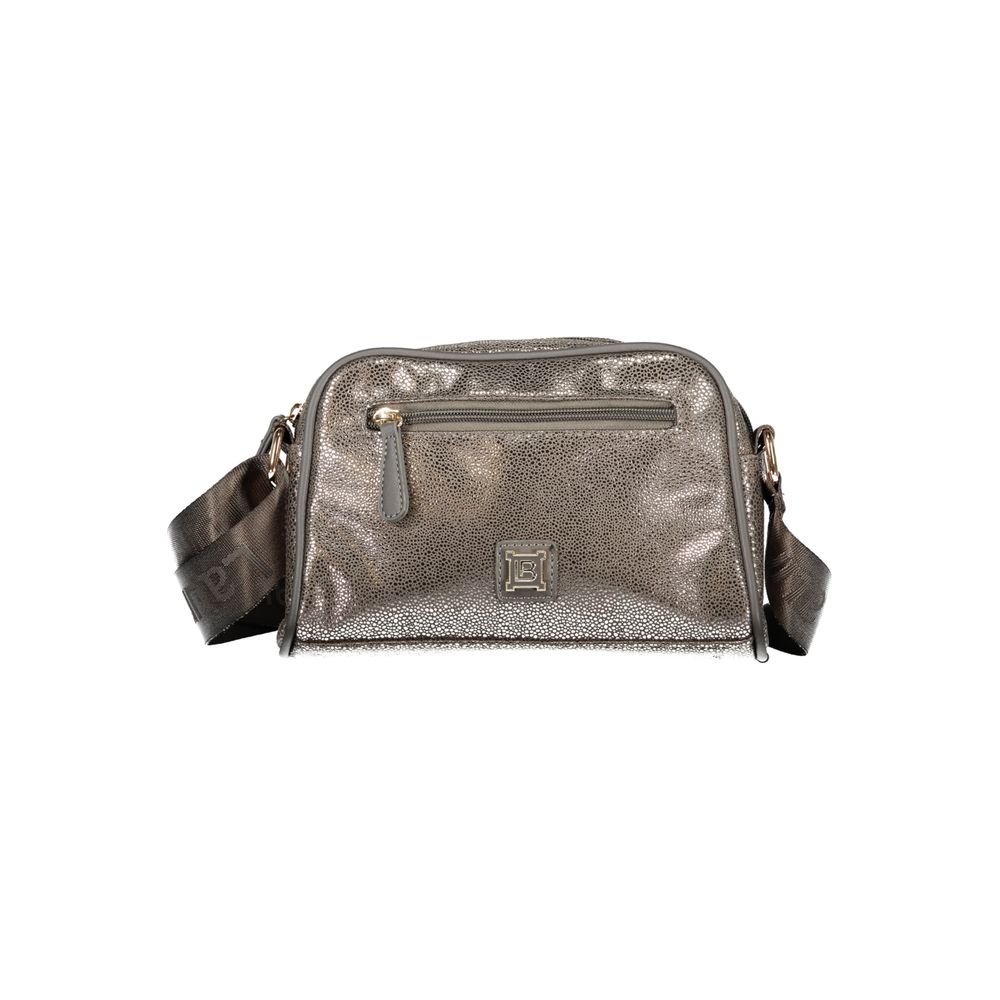 This Handbag by Laura Biagiotti for women in polyester and gray presents a sculptural silhouette featuring a secure zipper, ample external-pockets & internal-pockets, and versatile shoulder-strap & adjustable-strap for a sculptural finish.