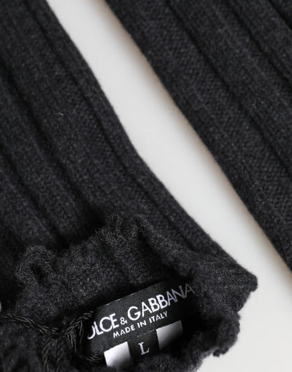 Dolce & Gabbana Virgin Wool Fingerless Gloves - Black