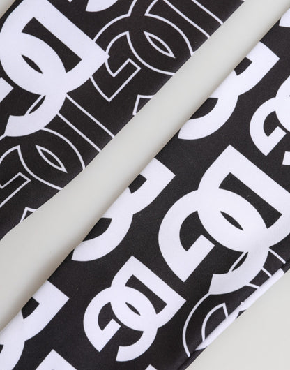 Dolce & Gabbana Black White DG Logo Elbow Length Mitten Gloves