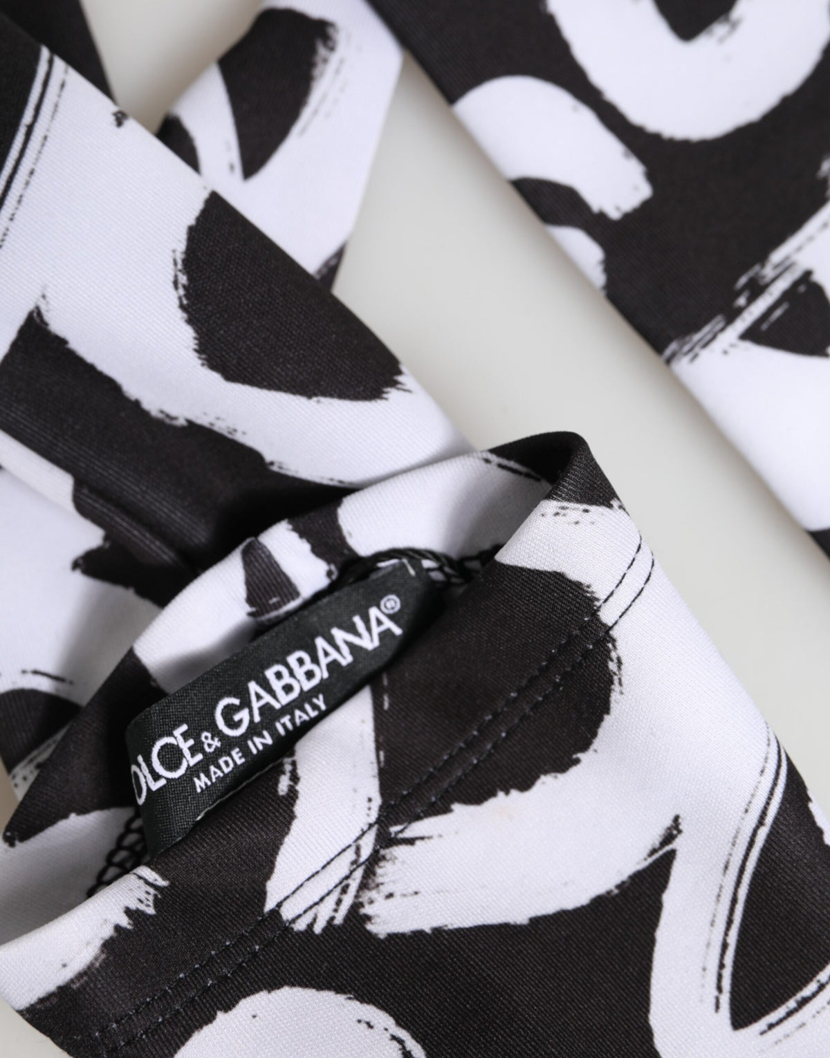 Dolce & Gabbana Stretch Polyester Mittens Elbow Length Gloves - Black White Signature