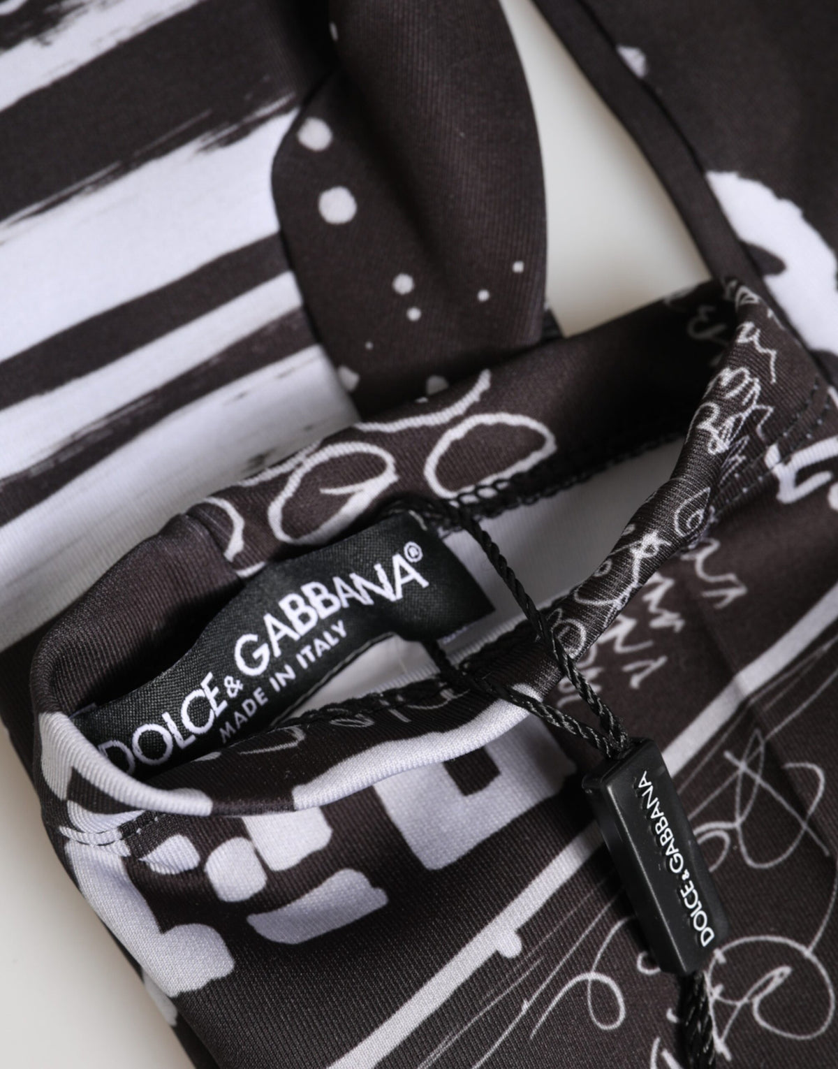 Dolce & Gabbana Stretch Polyester Mittens Elbow Length Gloves - Black White Signature