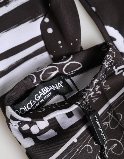 Dolce & Gabbana Stretch Polyester Mittens Elbow Length Gloves - Black White Signature