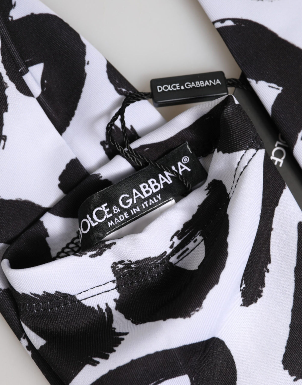 Dolce & Gabbana Stretch Polyester Mittens Elbow Length Gloves - Black White Signature